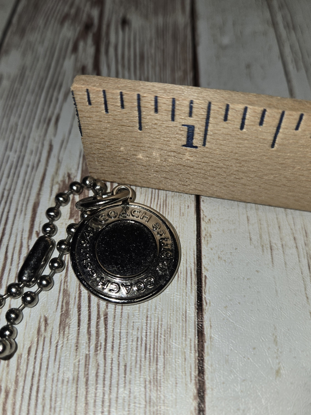 Coach Black Leather Hangtag Keychain Charm Silver Tone - Picture 11 of 13